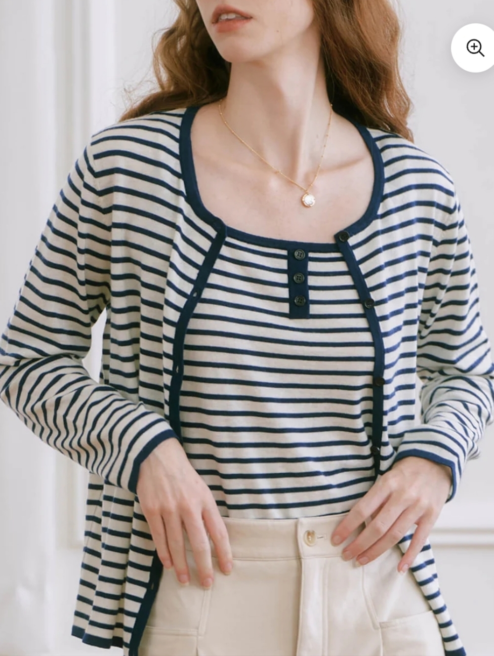 Striped Navy and White Tank Top with matching Striped Cardigan
